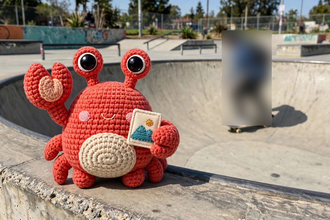 Snap at the edge of a skate bowl with the skater in the background blurred by crabcrop